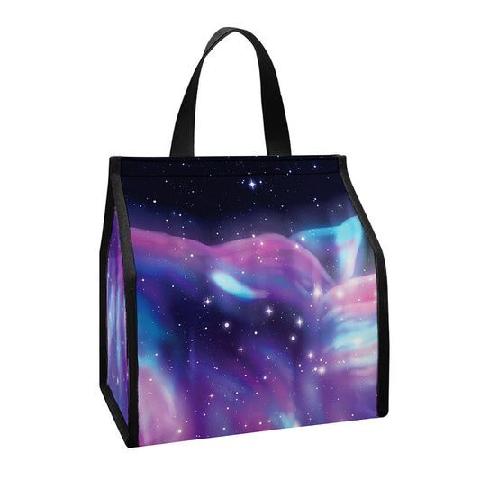 Galaxy Howling Wolf Spirit Print Insulated Lunch Tote