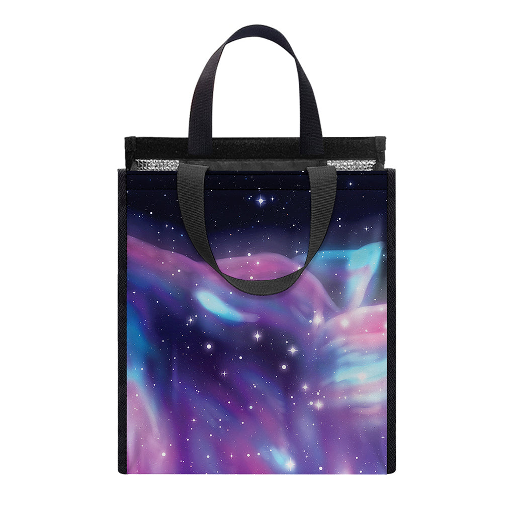 Galaxy Howling Wolf Spirit Print Insulated Lunch Tote
