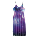 Galaxy Howling Wolf Spirit Print Jersey Midi Cami Dress