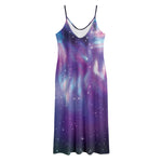 Galaxy Howling Wolf Spirit Print Jersey Midi Cami Dress