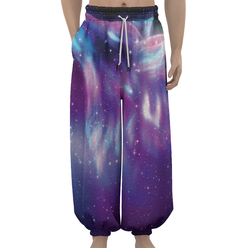Galaxy Howling Wolf Spirit Print Lantern Pants