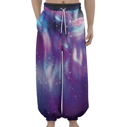 Galaxy Howling Wolf Spirit Print Lantern Pants