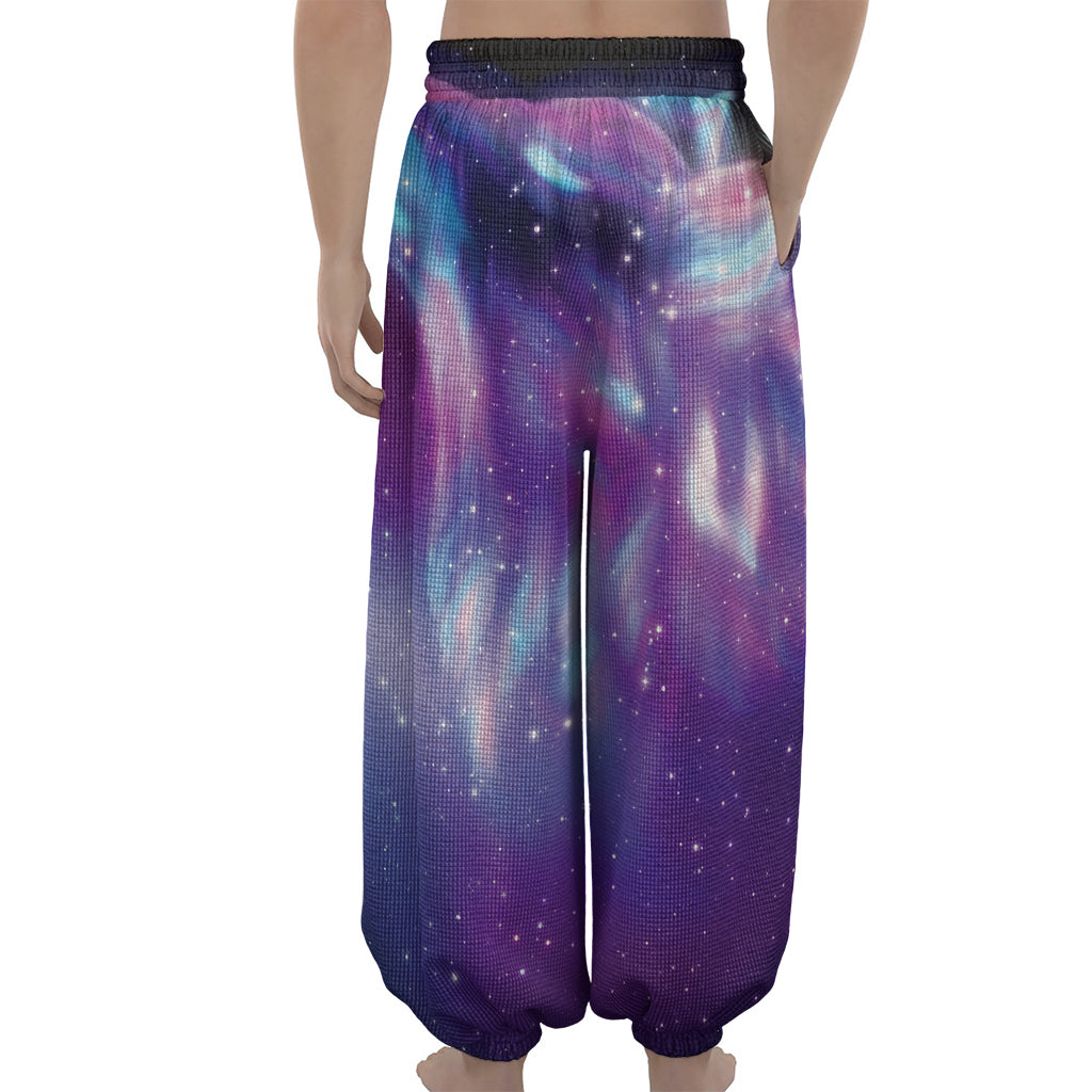 Galaxy Howling Wolf Spirit Print Lantern Pants