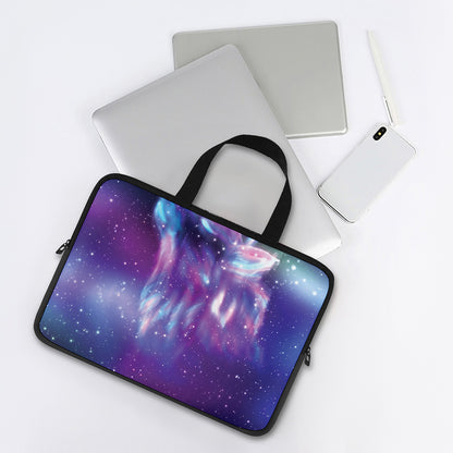 Galaxy Howling Wolf Spirit Print Laptop Sleeve With Handle
