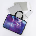 Galaxy Howling Wolf Spirit Print Laptop Sleeve With Handle