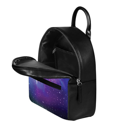 Galaxy Howling Wolf Spirit Print Leather Backpack