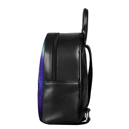 Galaxy Howling Wolf Spirit Print Leather Backpack