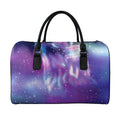 Galaxy Howling Wolf Spirit Print Leather Duffel Bag