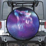 Galaxy Howling Wolf Spirit Print Leather Spare Tire Cover