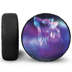 Galaxy Howling Wolf Spirit Print Leather Spare Tire Cover