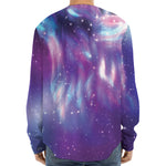 Galaxy Howling Wolf Spirit Print Long Sleeve Baseball Jersey