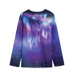 Galaxy Howling Wolf Spirit Print Long Sleeve Short Coat