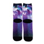 Galaxy Howling Wolf Spirit Print Long Socks