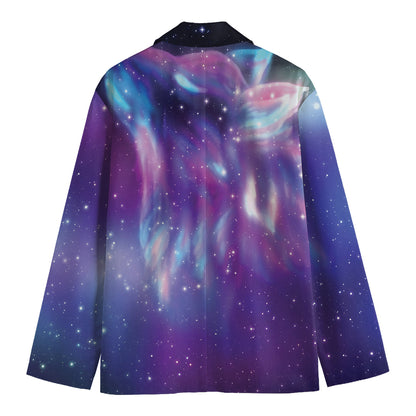 Galaxy Howling Wolf Spirit Print Men's Blazer