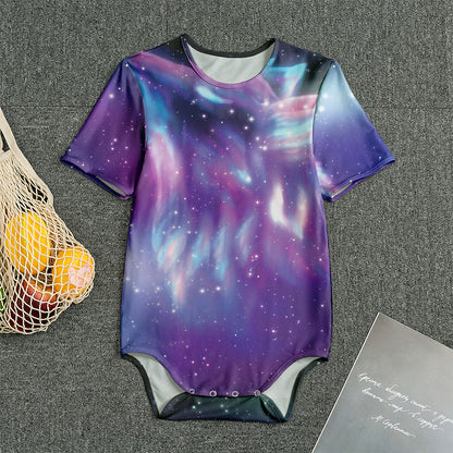 Galaxy Howling Wolf Spirit Print Men's Bodysuit