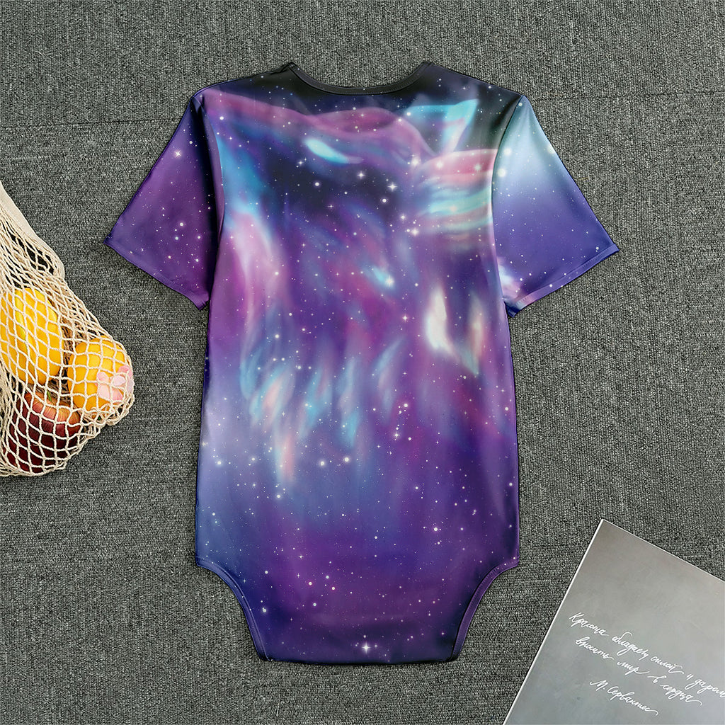 Galaxy Howling Wolf Spirit Print Men's Bodysuit