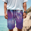 Galaxy Howling Wolf Spirit Print Men's Cargo Shorts