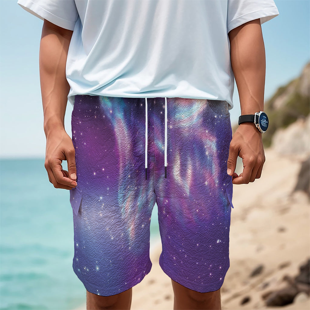 Galaxy Howling Wolf Spirit Print Men's Cargo Shorts