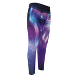 Galaxy Howling Wolf Spirit Print Men's Compression Pants