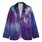 Galaxy Howling Wolf Spirit Print Men's Cotton Blazer