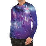 Galaxy Howling Wolf Spirit Print Men's Long Sleeve Rash Guard