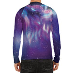 Galaxy Howling Wolf Spirit Print Men's Long Sleeve Rash Guard