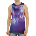Galaxy Howling Wolf Spirit Print Men's Muscle Tank Top