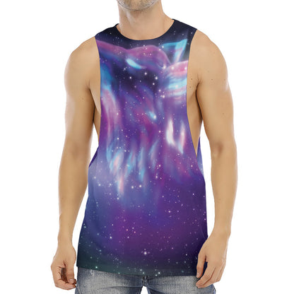 Galaxy Howling Wolf Spirit Print Men's Muscle Tank Top