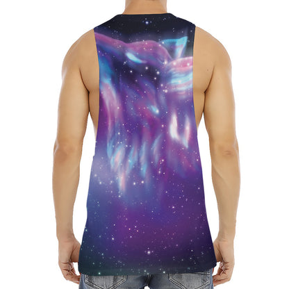 Galaxy Howling Wolf Spirit Print Men's Muscle Tank Top