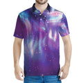 Galaxy Howling Wolf Spirit Print Men's Polo Shirt