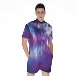 Galaxy Howling Wolf Spirit Print Men's Rompers