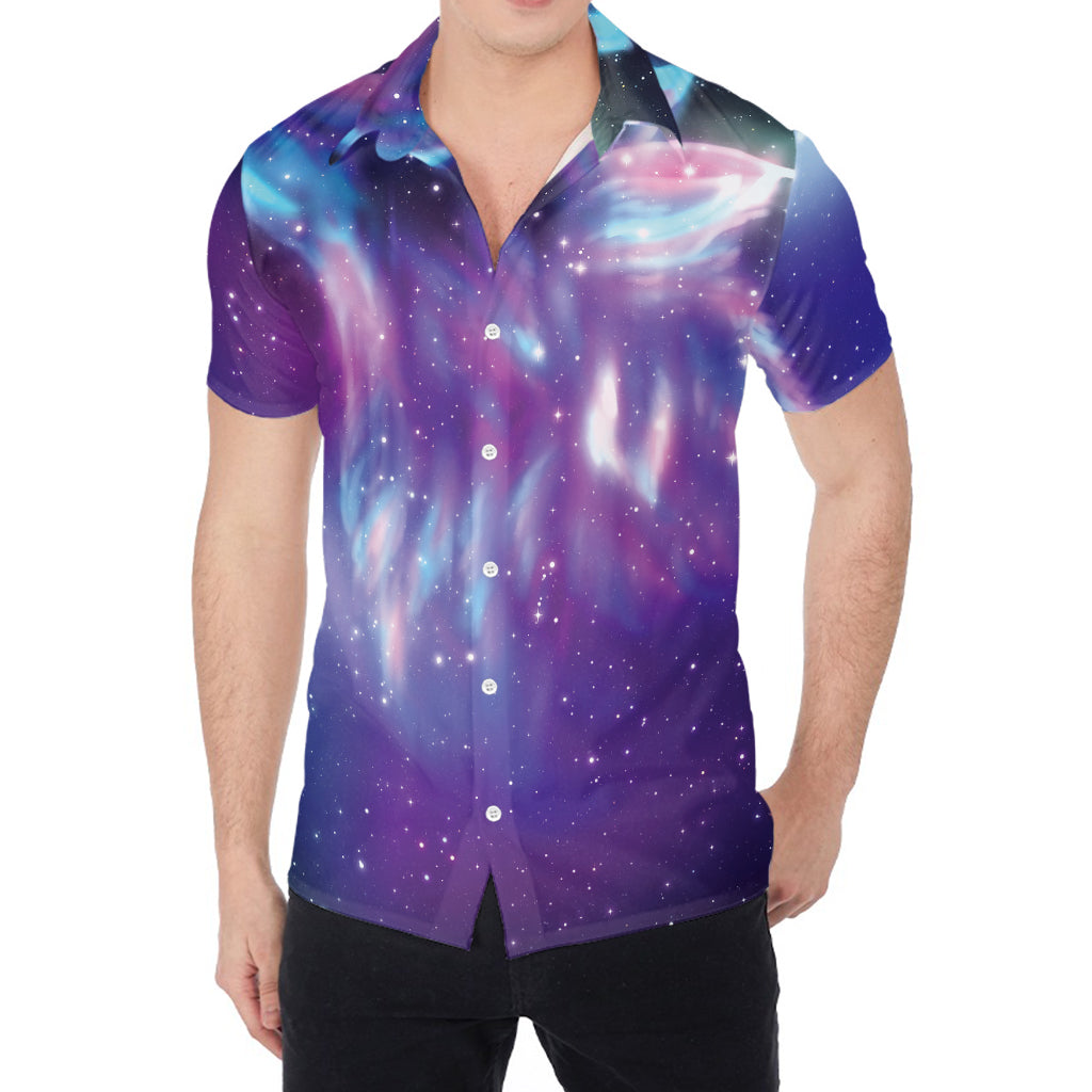 Galaxy Howling Wolf Spirit Print Men's Shirt