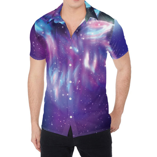 Galaxy Howling Wolf Spirit Print Men's Shirt