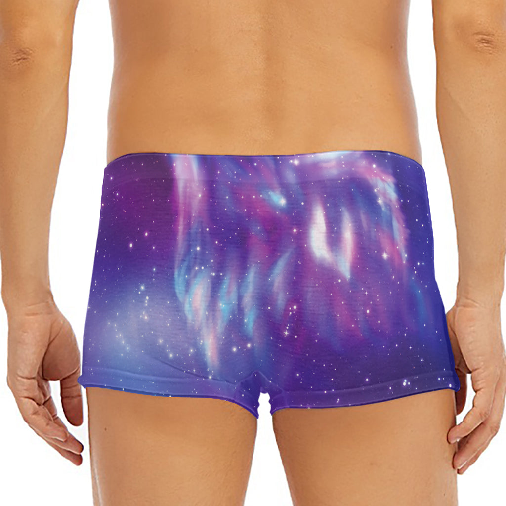 Galaxy Howling Wolf Spirit Print Men's Short Boxer Briefs