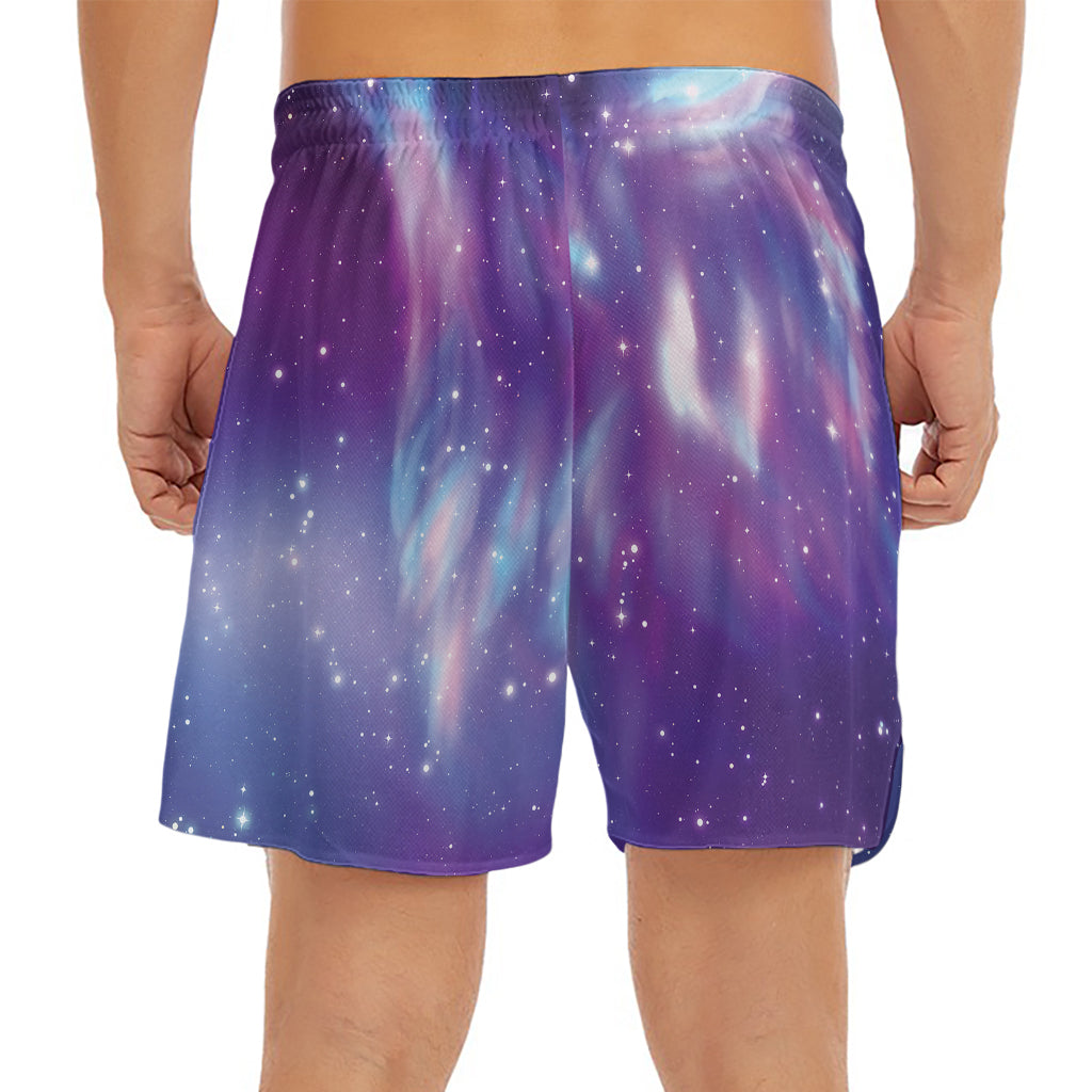 Galaxy Howling Wolf Spirit Print Men's Split Running Shorts