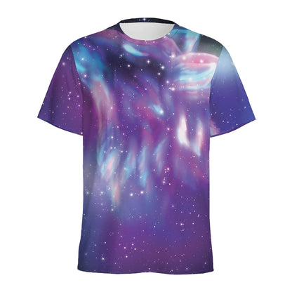 Galaxy Howling Wolf Spirit Print Men's Sports T-Shirt