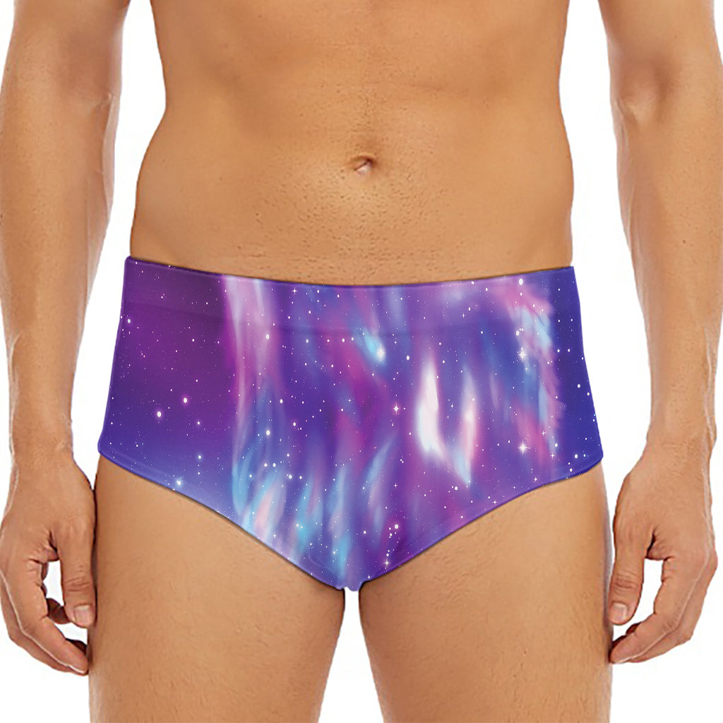 Galaxy Howling Wolf Spirit Print Men's Triangle Swim Briefs