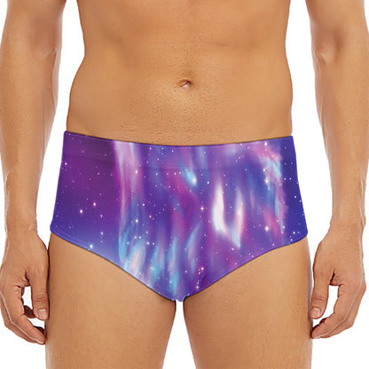 Galaxy Howling Wolf Spirit Print Men's Triangle Swim Briefs