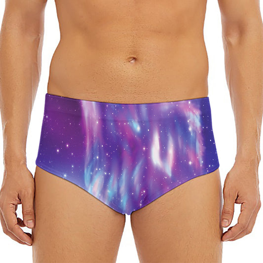 Galaxy Howling Wolf Spirit Print Men's Triangle Swim Briefs