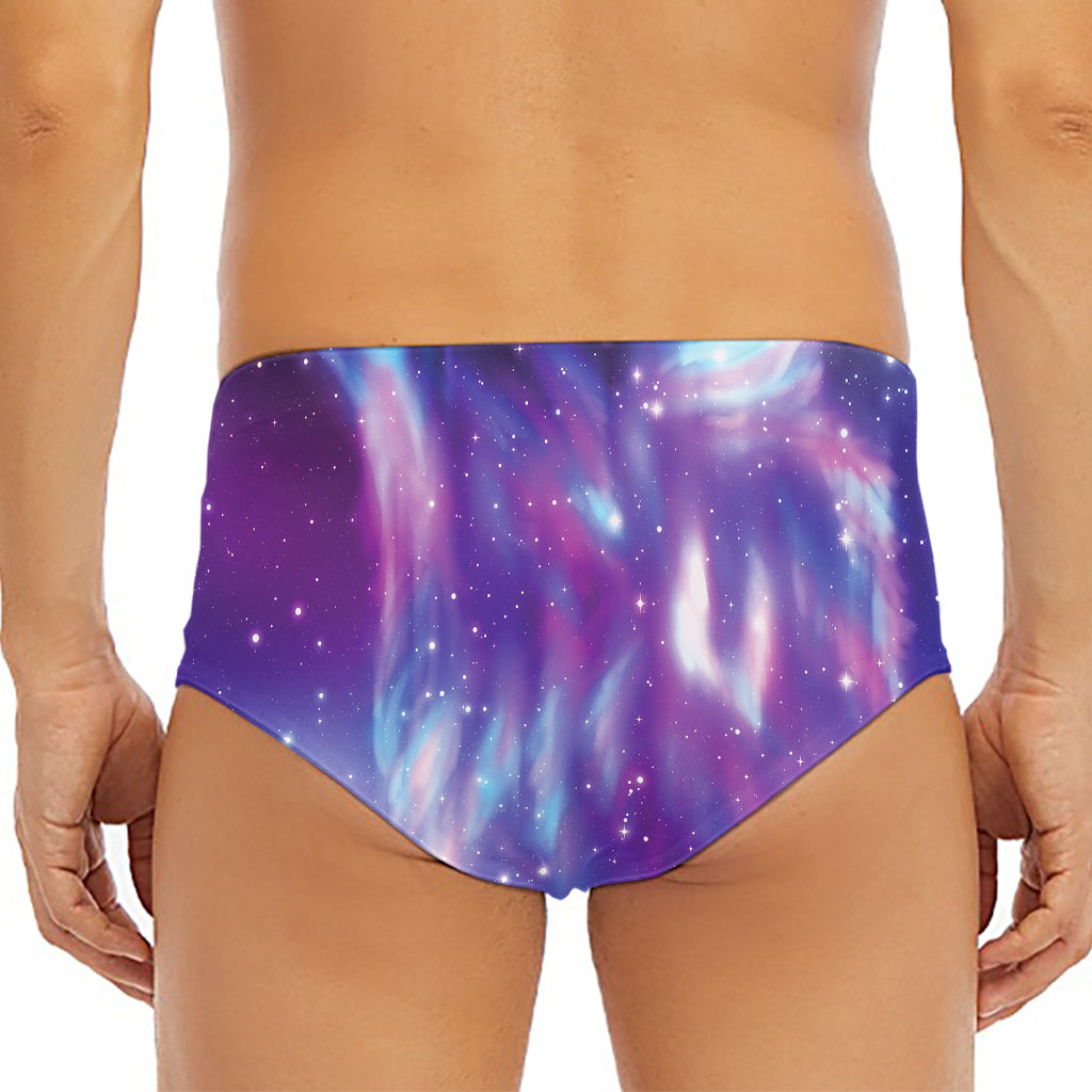 Galaxy Howling Wolf Spirit Print Men's Triangle Swim Briefs