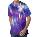 Galaxy Howling Wolf Spirit Print Men's Velvet T-Shirt
