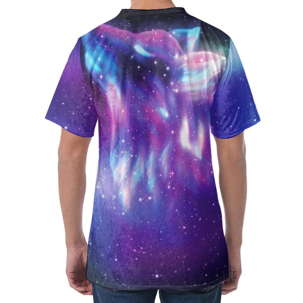Galaxy Howling Wolf Spirit Print Men's Velvet T-Shirt