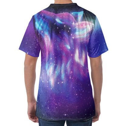 Galaxy Howling Wolf Spirit Print Men's Velvet T-Shirt
