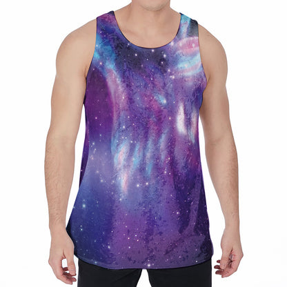 Galaxy Howling Wolf Spirit Print Men's Velvet Tank Top