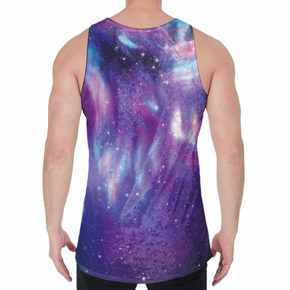 Galaxy Howling Wolf Spirit Print Men's Velvet Tank Top