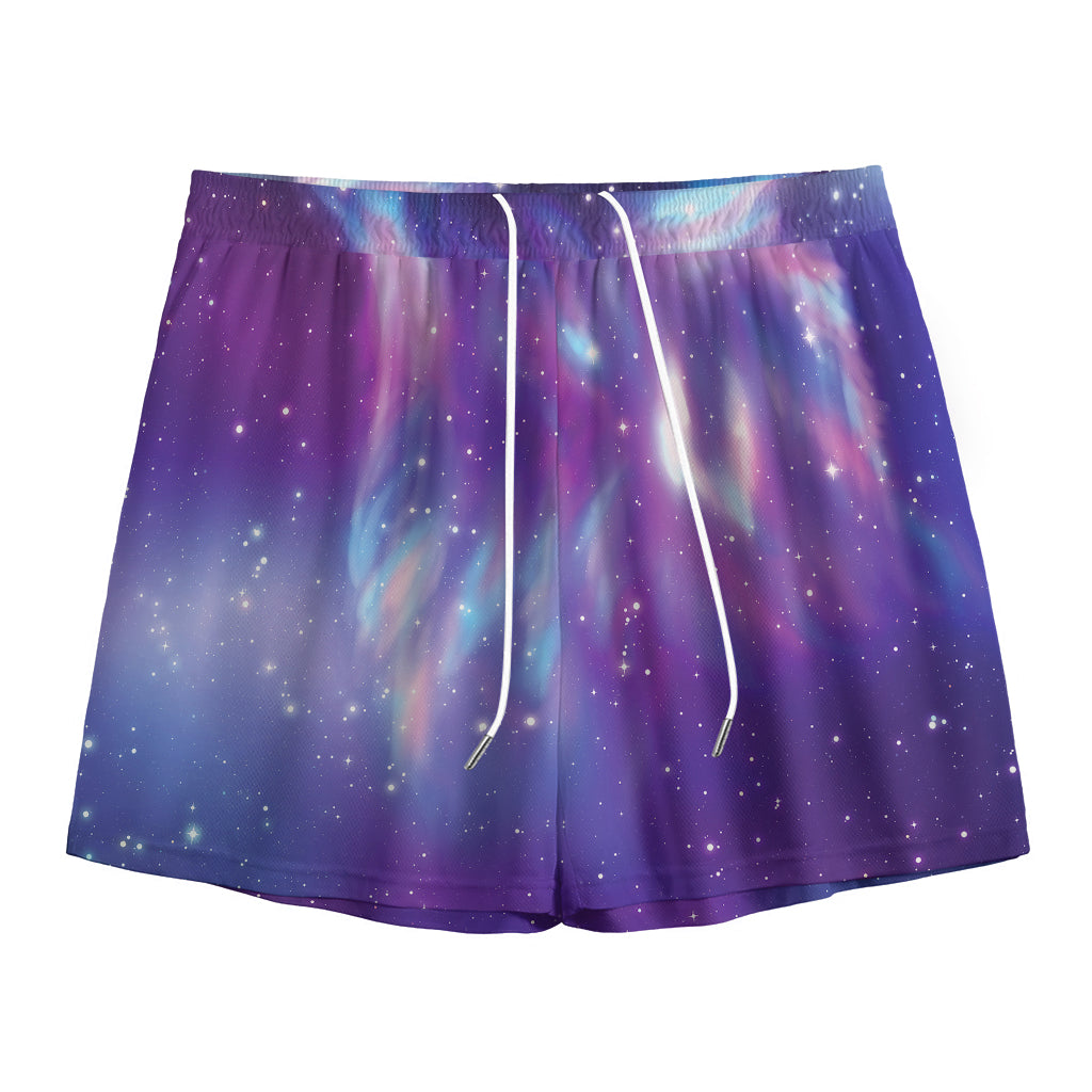 Galaxy Howling Wolf Spirit Print Mesh Shorts