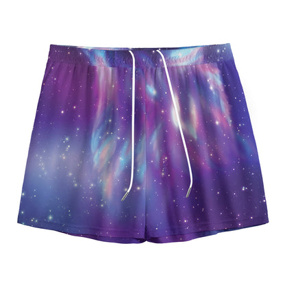 Galaxy Howling Wolf Spirit Print Mesh Shorts