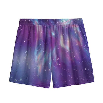 Galaxy Howling Wolf Spirit Print Mesh Shorts