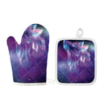 Galaxy Howling Wolf Spirit Print Oven Mitt And Pot Holder Set