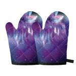 Galaxy Howling Wolf Spirit Print Oven Mitts